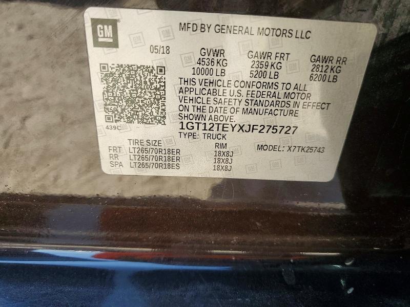 66758706 :رقم المزاد ، 1GT12TEYXJF275727 vin ، 2018 Gmc Sierra مزاد بيع