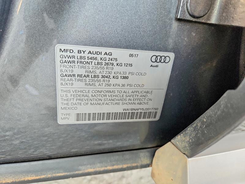 Aukcja sprzedaży 2018 Audi Q5, vin: WA1BNAFY5J2017793, numer aukcji: 62984196