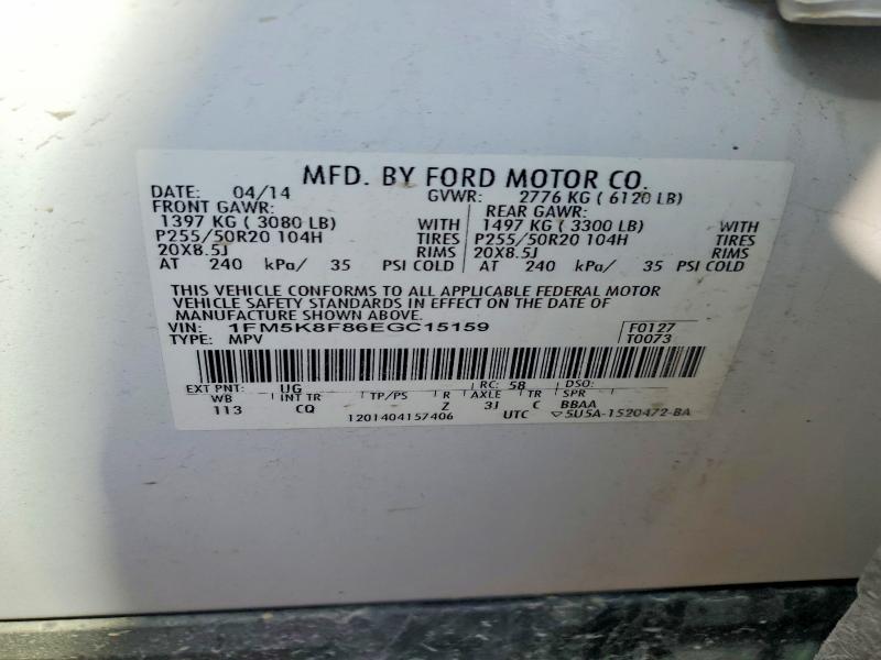 Aukcja sprzedaży 2014 Ford Explorer, vin: 1FM5K8F86EGC15159, numer aukcji: 65334726