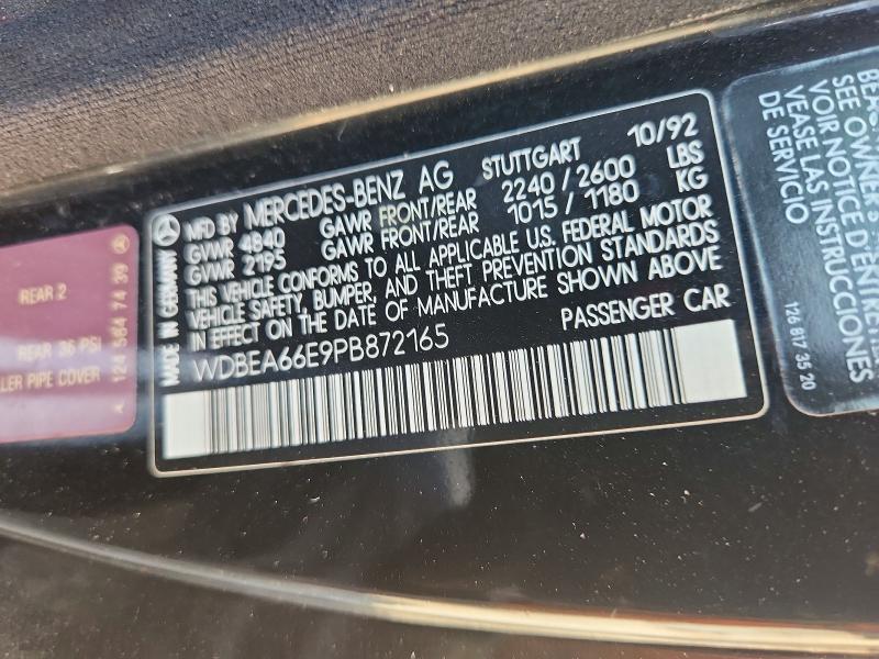 66051716 :رقم المزاد ، WDBEA66E9PB872165 vin ، 1993 Mercedes-benz 300 مزاد بيع