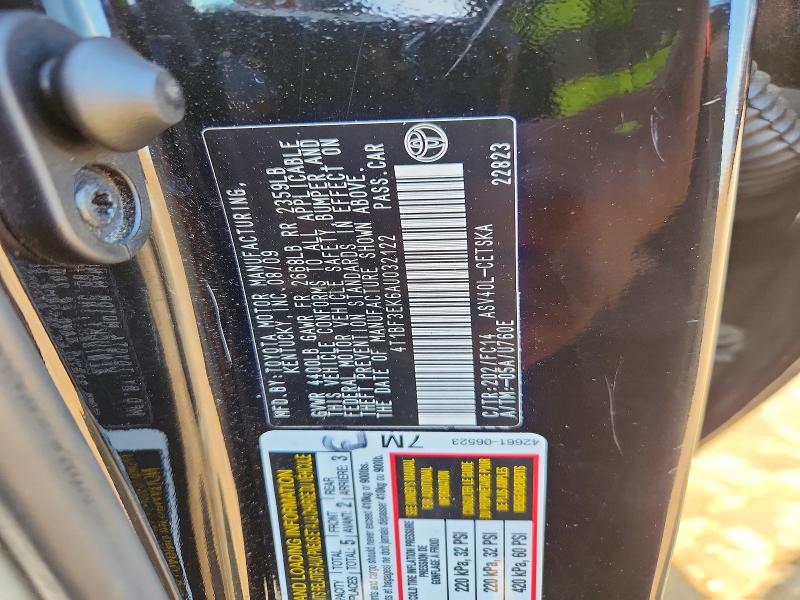 2010 Toyota Camry მანქანა იყიდება აუქციონზე, vin: 4T1BF3EK6AU032122, აუქციონის ნომერი: 64215716
