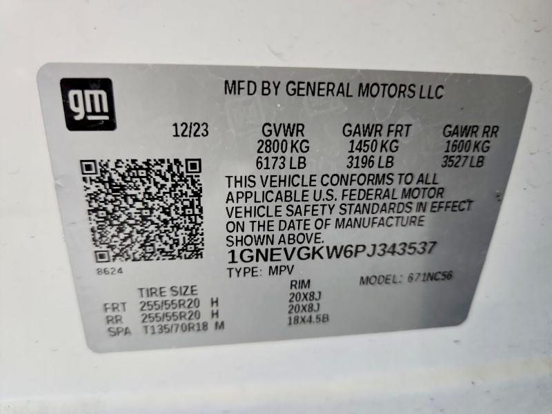 Продаж на аукціоні авто 2023 Chevrolet Traverse, vin: 1GNEVGKW6PJ343537, номер лоту: 64059806
