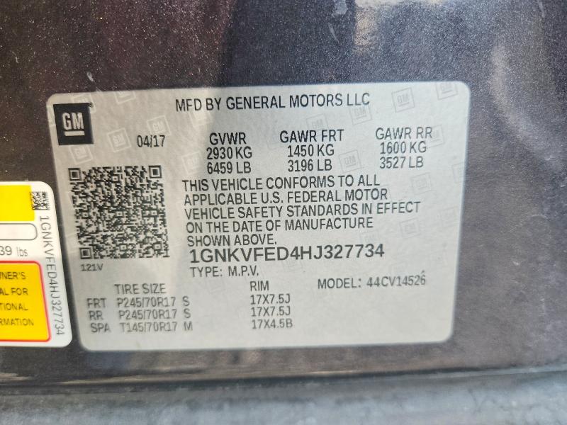 Aukcja sprzedaży 2017 Chevrolet Traverse, vin: 1GNKVFED4HJ327734, numer aukcji: 66783136