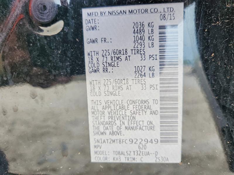 Продаж на аукціоні авто 2015 Nissan Rogue, vin: 5N1AT2MT8FC922949, номер лоту: 62599726
