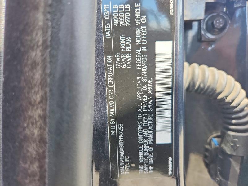 64379856 :رقم المزاد ، YV1940AS0B1147258 vin ، 2011 Volvo S80 مزاد بيع