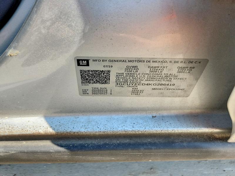 Aukcja sprzedaży 2019 Chevrolet Silverado, vin: 3GCUYEED4KG286419, numer aukcji: 64825956