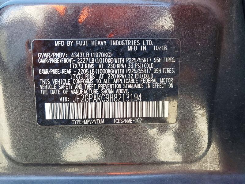2017 Subaru Crosstrek მანქანა იყიდება აუქციონზე, vin: JF2GPAKC9H8213194, აუქციონის ნომერი: 66787626