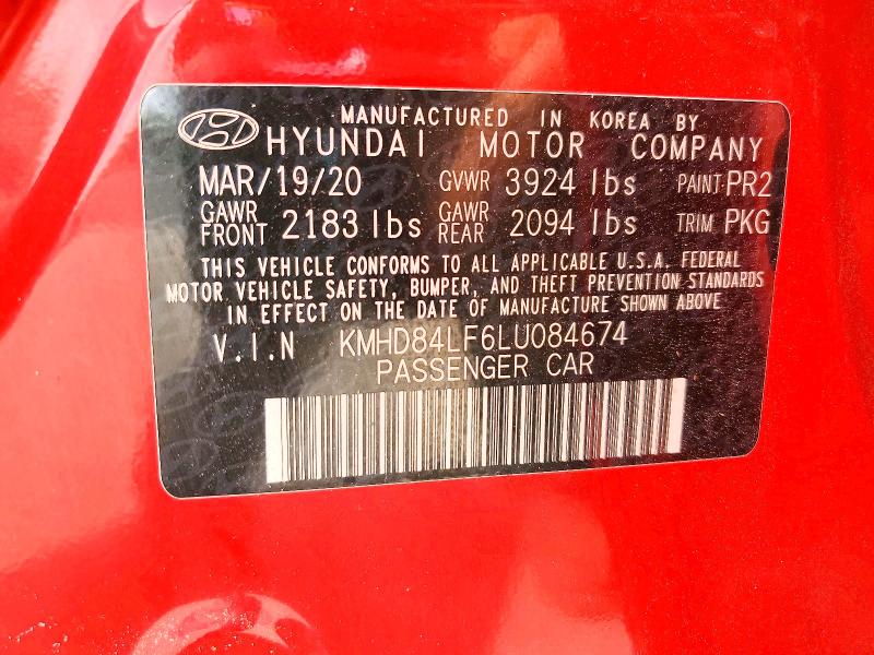Aukcja sprzedaży 2020 Hyundai Elantra, vin: KMHD84LF6LU084674, numer aukcji: 64304326