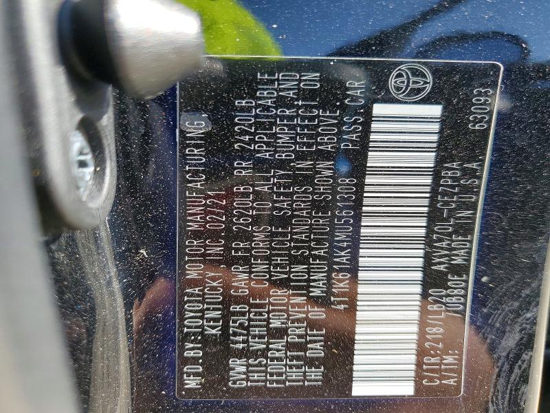 Продаж на аукціоні авто 2021 Toyota Camry, vin: 4T1K61AK4MU561308, номер лоту: 63849636