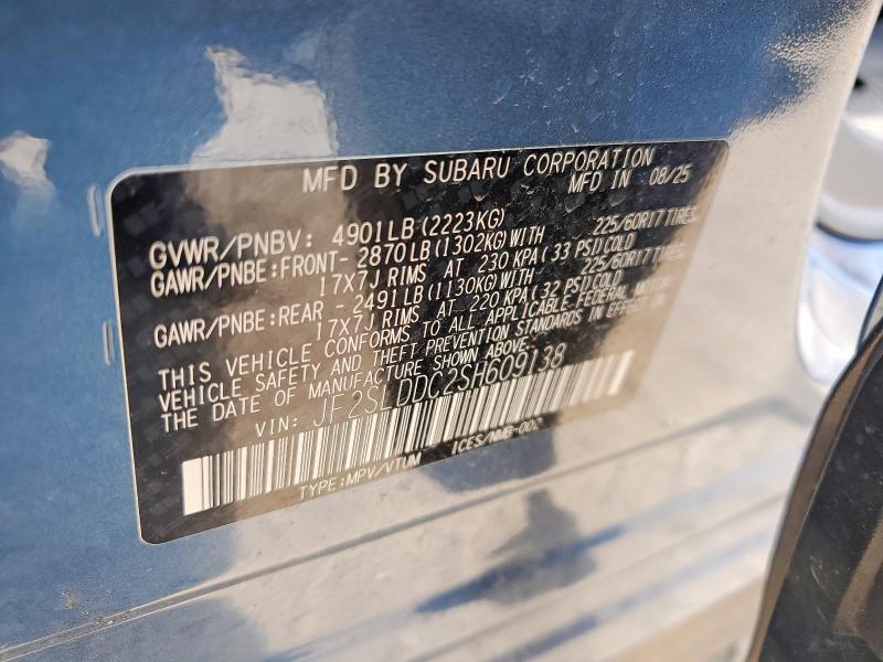 63363416 :رقم المزاد ، JF2SLDDC2SH609138 vin ، 2025 Subaru Forester مزاد بيع