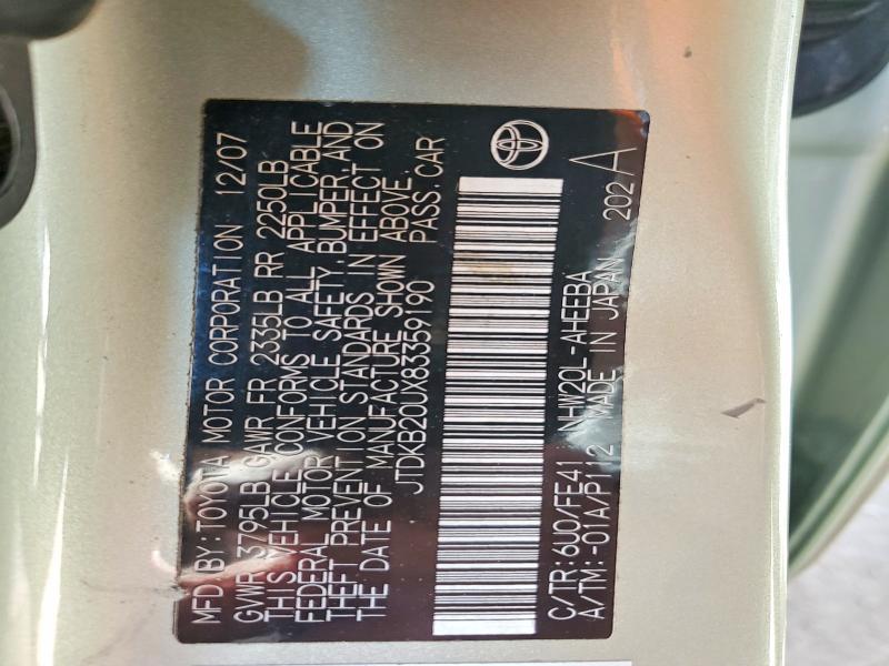 Aukcja sprzedaży 2008 Toyota Prius, vin: JTDKB20UX83359190, numer aukcji: 64839036
