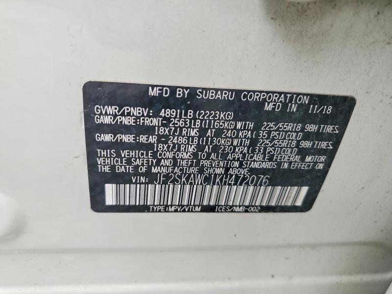 64246696 :رقم المزاد ، JF2SKAWC1KH472076 vin ، 2019 Subaru Forester مزاد بيع