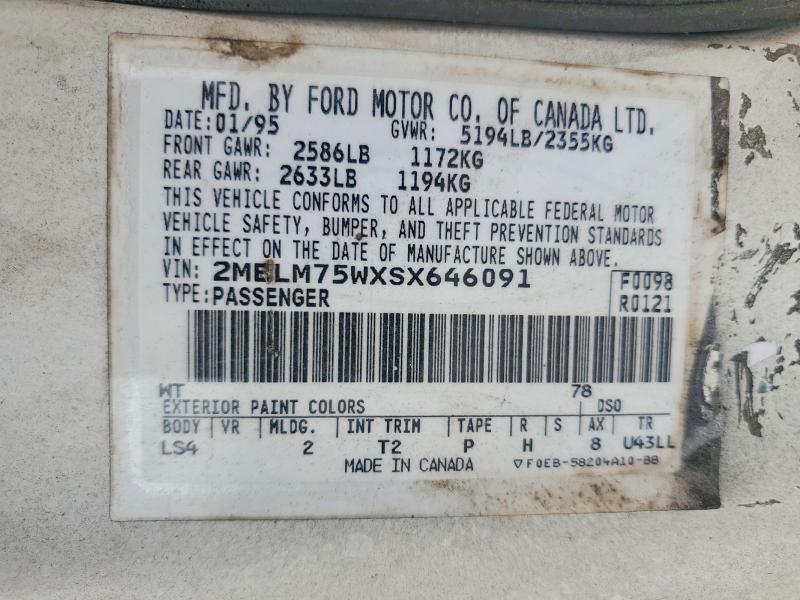 Aukcja sprzedaży 1995 Mercury Grand Marquis, vin: 2MELM75WXSX646091, numer aukcji: 63323386