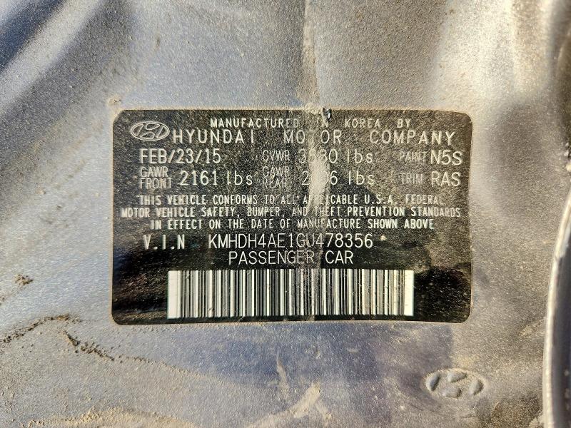 Продаж на аукціоні авто 2016 Hyundai Elantra, vin: KMHDH4AE1GU478356, номер лоту: 63437596