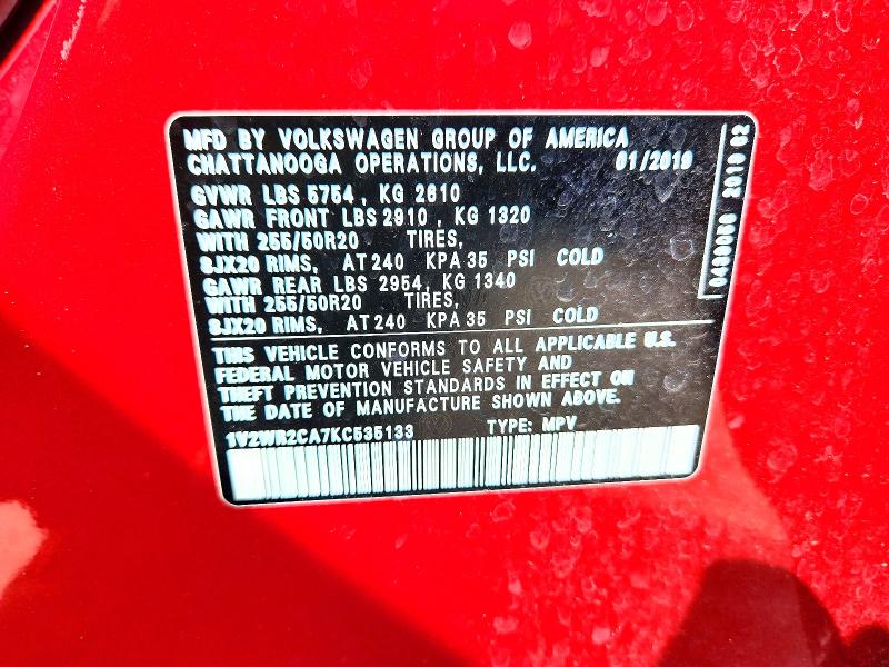 Продаж на аукціоні авто 2019 Volkswagen Atlas, vin: 1V2WR2CA7KC535133, номер лоту: 65692856