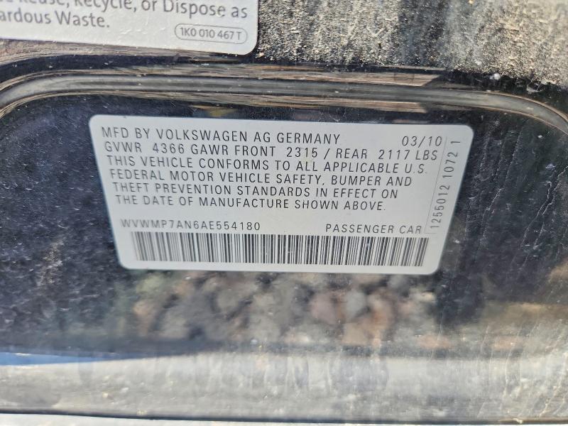 Продажа на аукционе авто 2010 Volkswagen Cc, vin: WVWMP7AN6AE554180, номер лота: 66502126