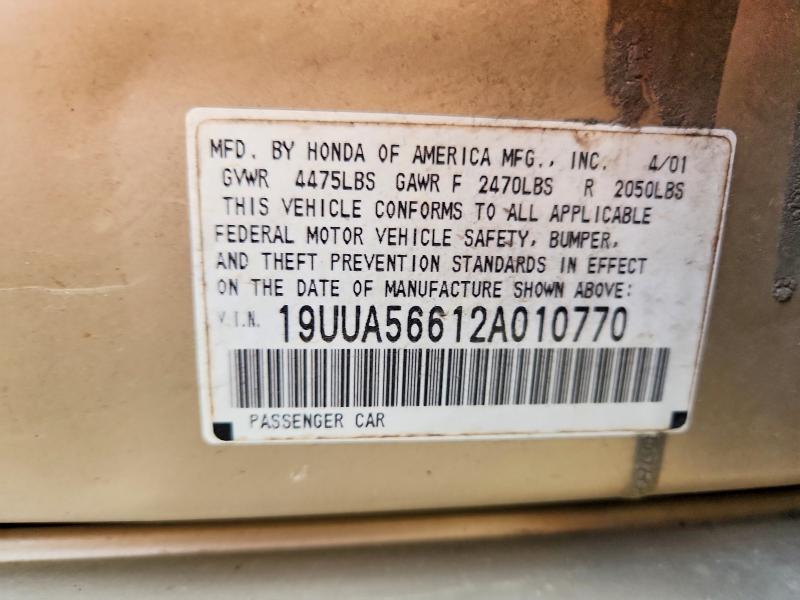 64939746 :رقم المزاد ، 19UUA56612A010770 vin ، 2002 Acura 3.2tl مزاد بيع