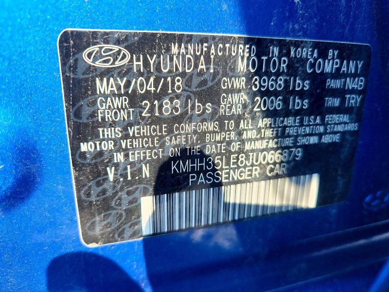 Продажа на аукционе авто 2018 Hyundai Elantra Gt, vin: KMHH35LE8JU066879, номер лота: 66971806