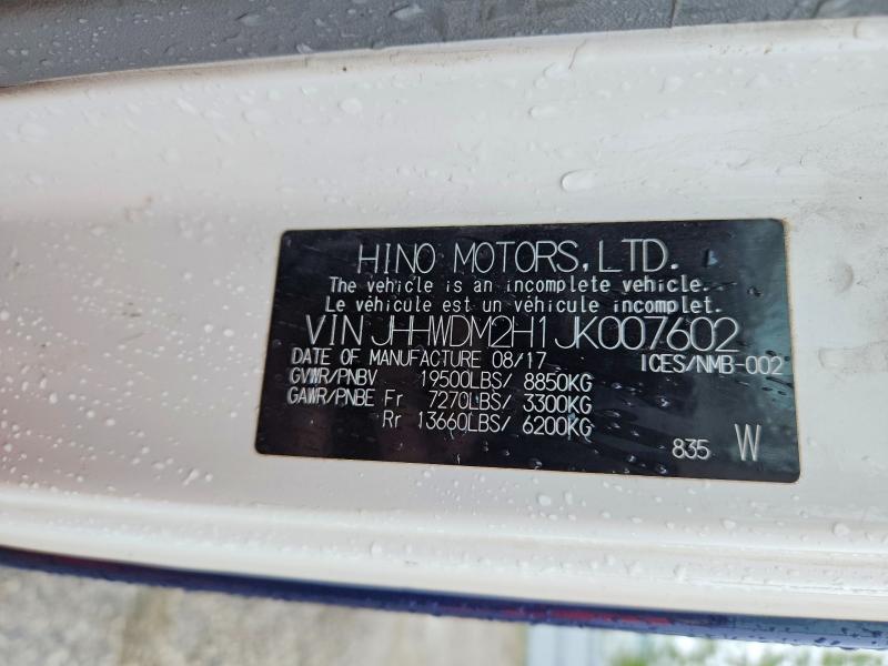 Aukcja sprzedaży 2018 Hino 195, vin: JHHWDM2H1JK007602, numer aukcji: 61685726