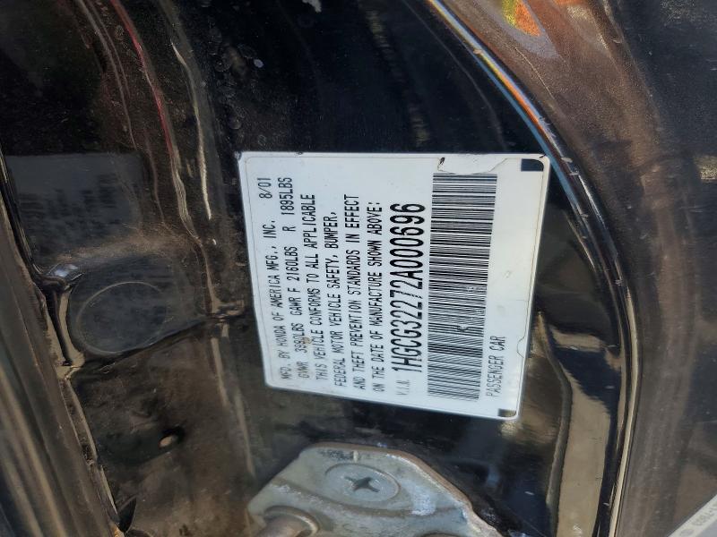 Aukcja sprzedaży 2002 Honda Accord, vin: 1HGCG32272A000696, numer aukcji: 64174876