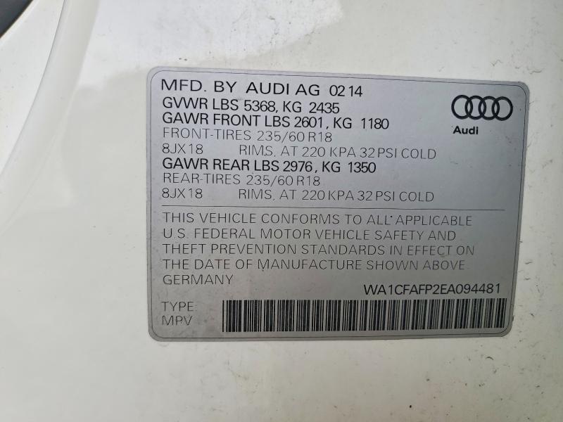 Aukcja sprzedaży 2014 Audi Q5, vin: WA1CFAFP2EA094481, numer aukcji: 64969086