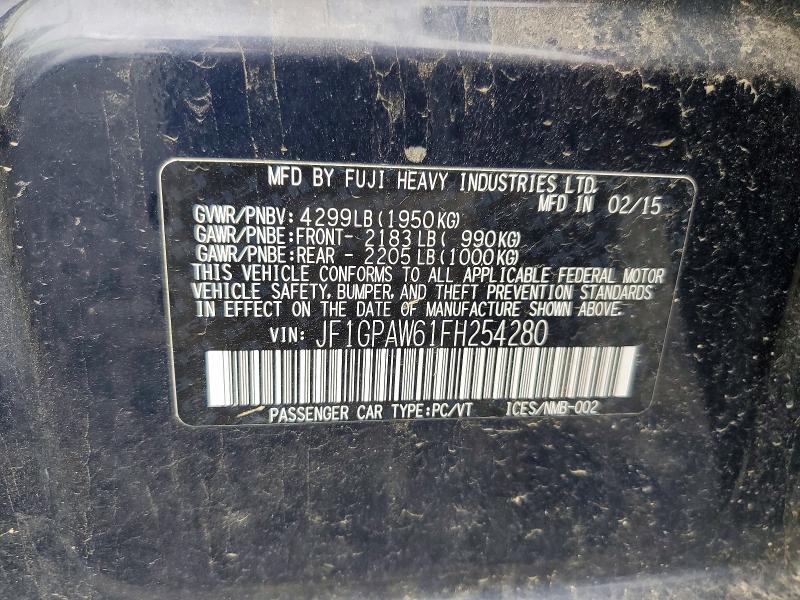 Продаж на аукціоні авто 2015 Subaru Impreza, vin: JF1GPAW61FH254280, номер лоту: 65882326