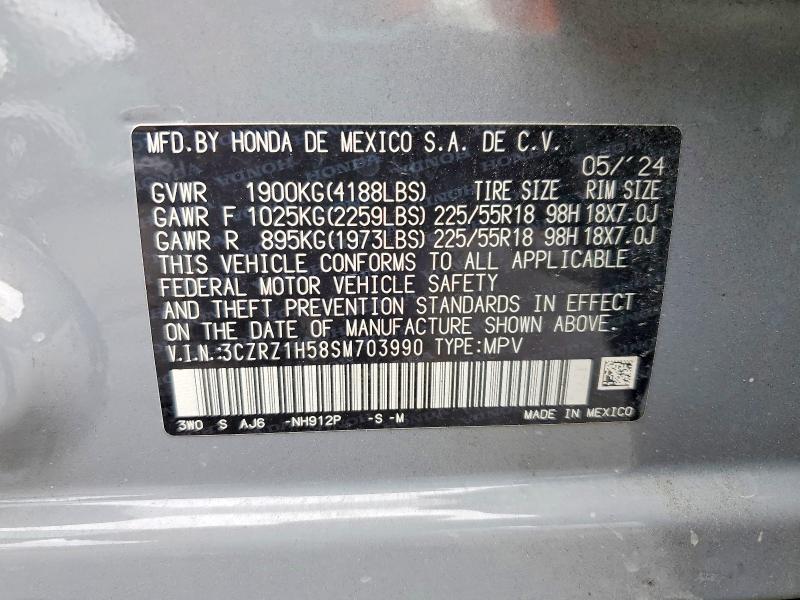 62692076 :رقم المزاد ، 3CZRZ1H58SM703990 vin ، 2025 Honda Hr-v مزاد بيع