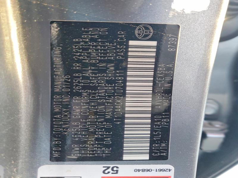 2026 Toyota Camry მანქანა იყიდება აუქციონზე, vin: 4T1DAACK2TU704811, აუქციონის ნომერი: 66268106