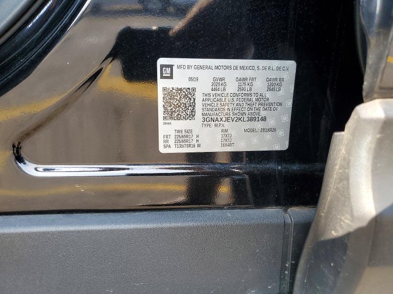 Auction sale of the 2019 Chevrolet Equinox, vin: 3GNAXJEV2KL389148, lot number: 63440836