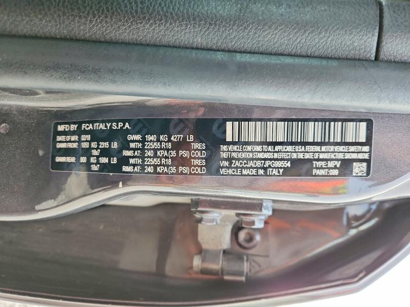Продажа на аукционе авто 2018 Jeep Renegade, vin: ZACCJADB7JPG99554, номер лота: 63946236