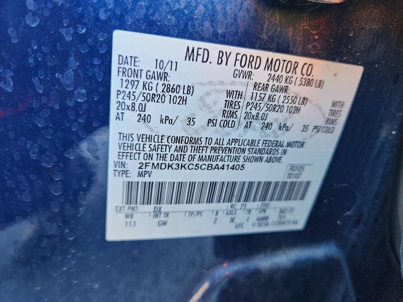 Продаж на аукціоні авто 2012 Ford Edge, vin: 2FMDK3KC5CBA41405, номер лоту: 65341726