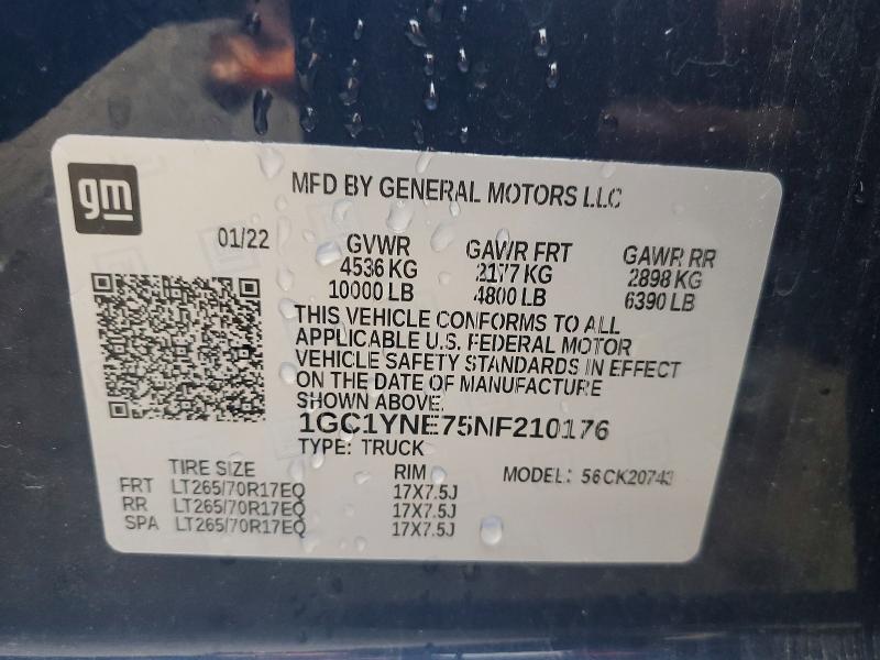 63846366 :رقم المزاد ، 1GC1YNE75NF210176 vin ، 2022 Chevrolet Silverado مزاد بيع