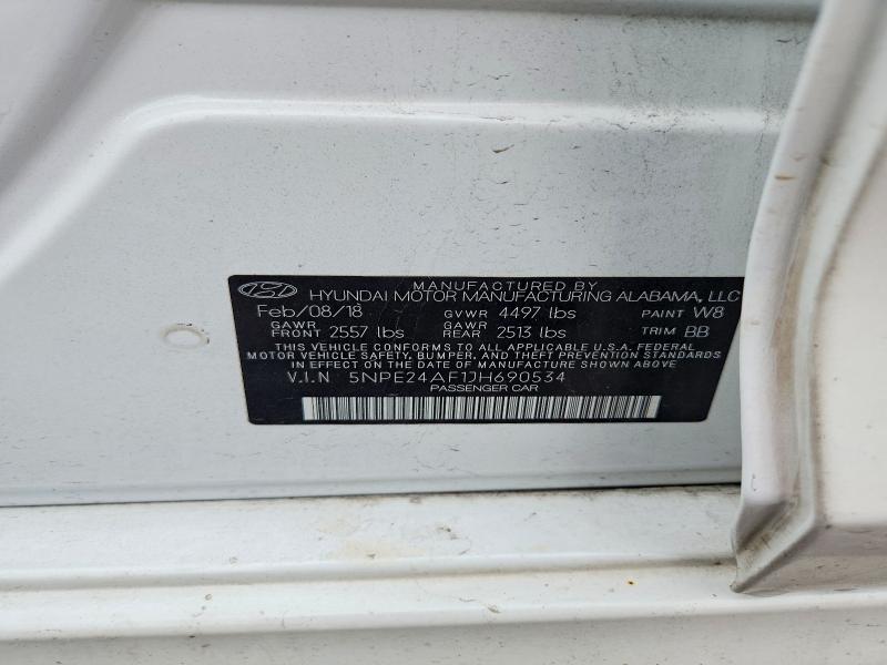 65915336 :رقم المزاد ، 5NPE24AF1JH690534 vin ، 2018 Hyundai Sonata مزاد بيع