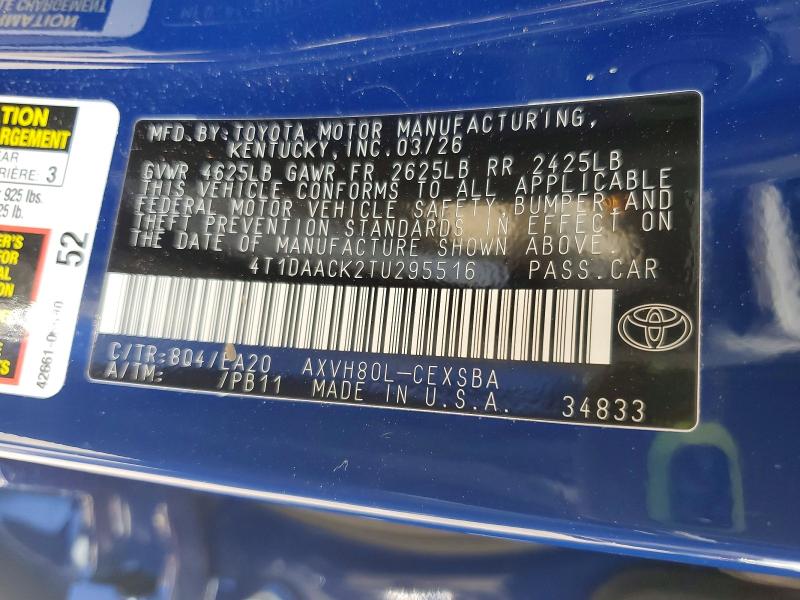 Продаж на аукціоні авто 2026 Toyota Camry, vin: 4T1DAACK2TU295516, номер лоту: 64892856