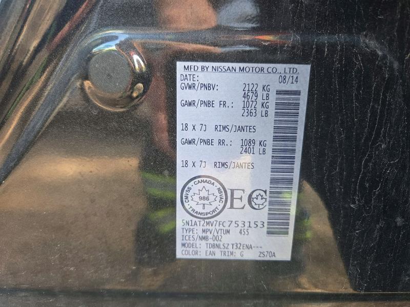 66247046 :رقم المزاد ، 5N1AT2MV7FC753153 vin ، 2015 Nissan Rogue مزاد بيع