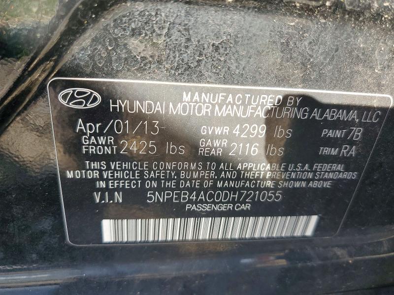 Продаж на аукціоні авто 2013 Hyundai Sonata, vin: 5NPEB4AC0DH721055, номер лоту: 63470406