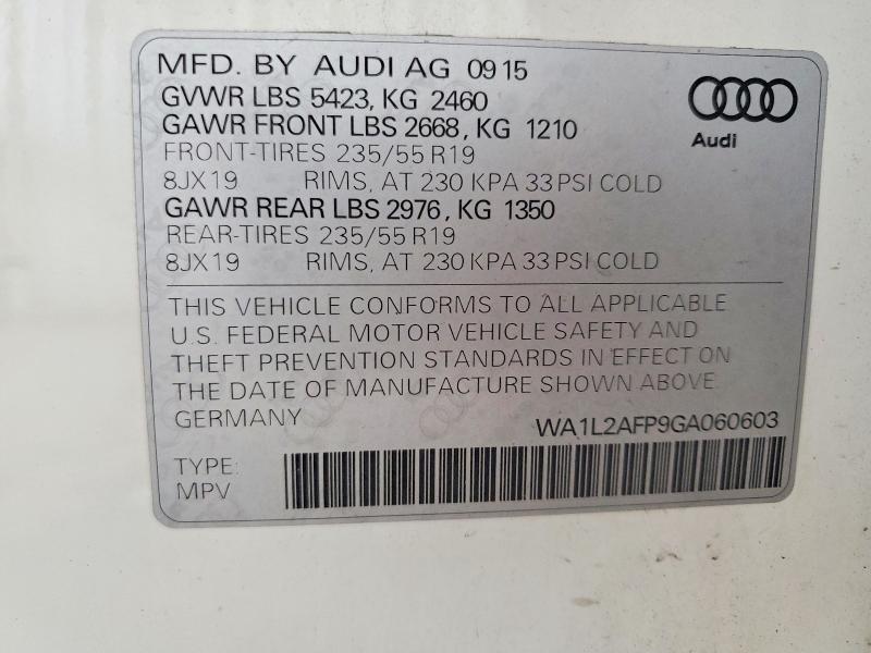 63857426 :رقم المزاد ، WA1L2AFP9GA060603 vin ، 2016 Audi Q5 مزاد بيع