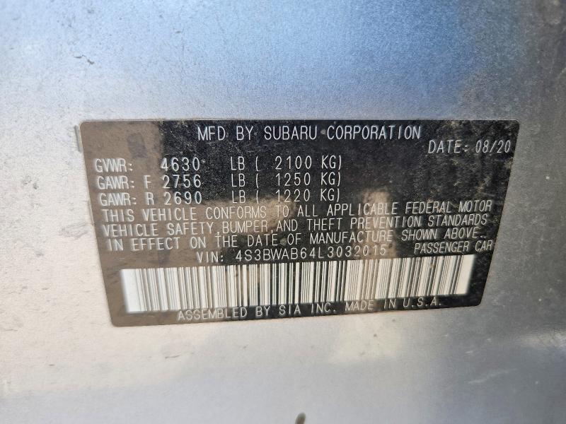 Aukcja sprzedaży 2020 Subaru Legacy, vin: 4S3BWAB64L3032015, numer aukcji: 66382016