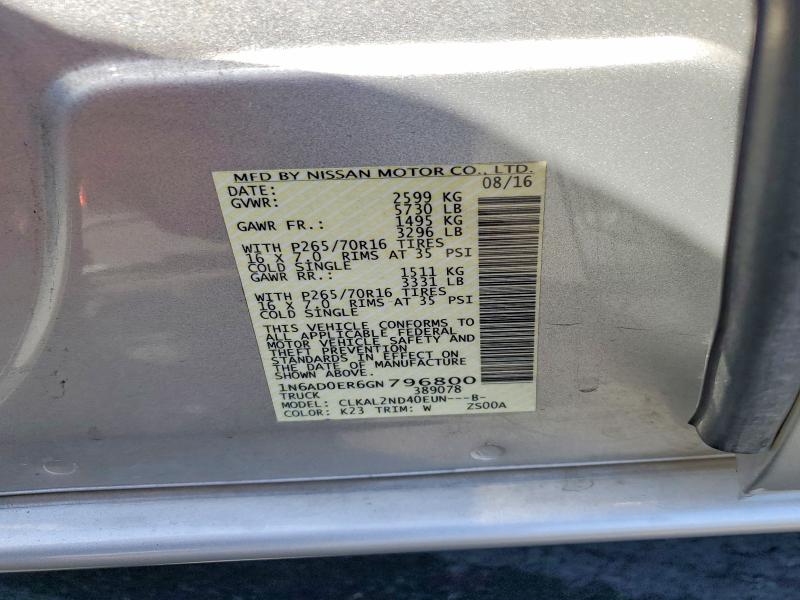 63763946 :رقم المزاد ، 1N6AD0ER6GN796800 vin ، 2016 Nissan Frontier مزاد بيع