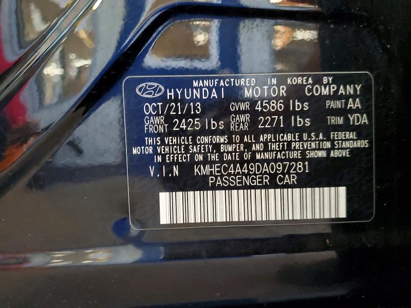 Aukcja sprzedaży 2013 Hyundai Sonata, vin: KMHEC4A49DA097281, numer aukcji: 63882676