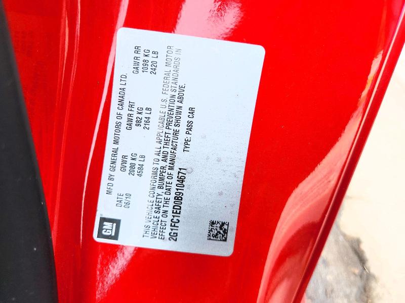 66789686 :رقم المزاد ، 2G1FC1ED0B9104671 vin ، 2011 Chevrolet Camaro مزاد بيع
