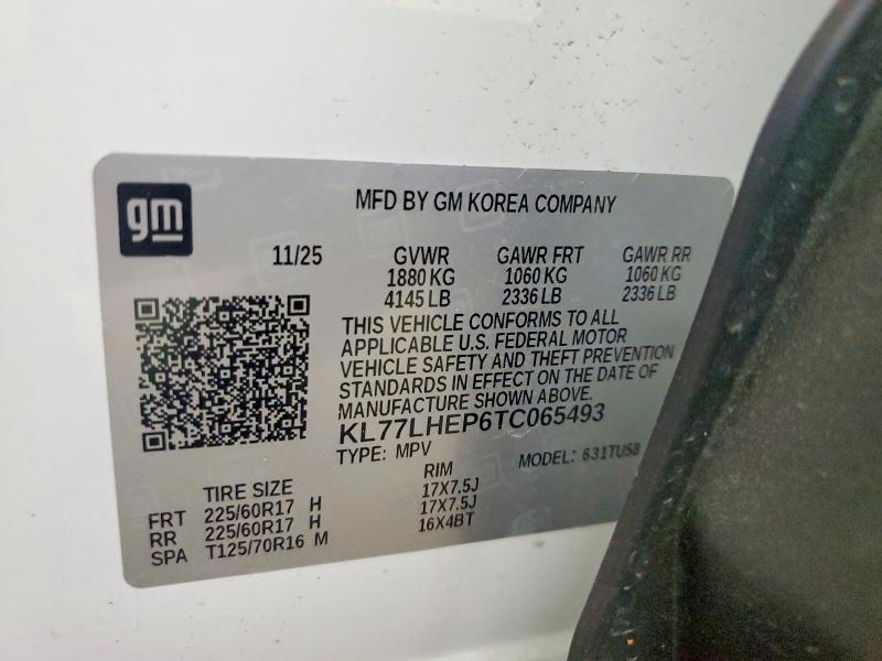 Aukcja sprzedaży 2026 Chevrolet Trax, vin: KL77LHEP6TC065493, numer aukcji: 66901266