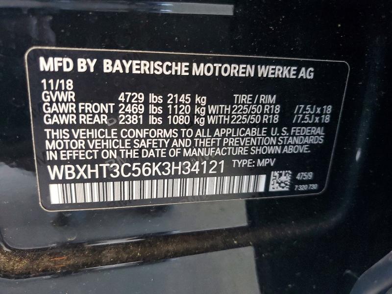 2019 Bmw X1 მანქანა იყიდება აუქციონზე, vin: WBXHT3C56K3H34121, აუქციონის ნომერი: 64143566