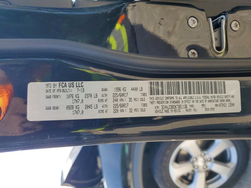 66038406 :رقم المزاد ، 3C4NJCBB3KT851136 vin ، 2019 Jeep Compass مزاد بيع
