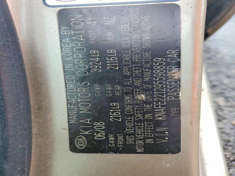Продаж на аукціоні авто 2009 Kia Spectra, vin: KNAFE221295598859, номер лоту: 64189916