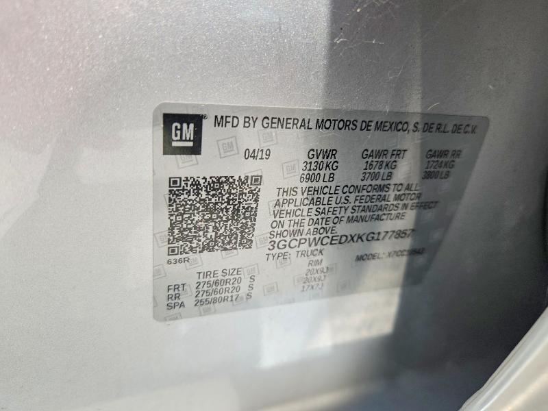 2019 Chevrolet Silverado მანქანა იყიდება აუქციონზე, vin: 3GCPWCEDXKG177857, აუქციონის ნომერი: 63316066