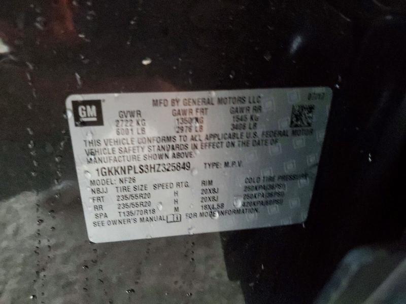 64405266 :رقم المزاد ، 1GKKNPLS3HZ325849 vin ، 2017 Gmc Acadia مزاد بيع