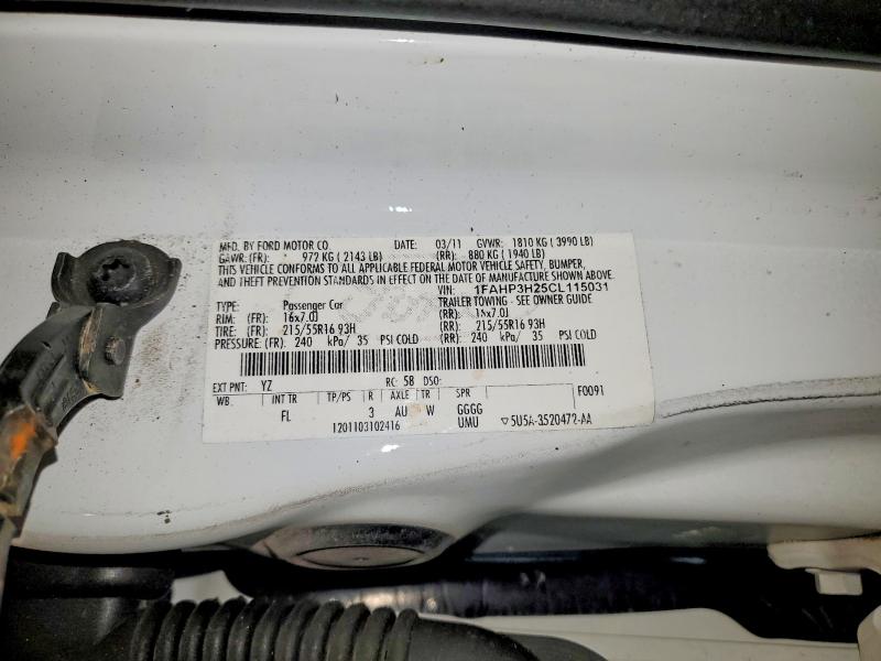 Aukcja sprzedaży 2012 Ford Focus, vin: 1FAHP3H25CL115031, numer aukcji: 65134996