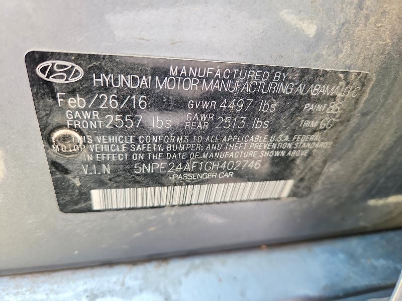 Aukcja sprzedaży 2016 Hyundai Sonata, vin: 5NPE24AF1GH402746, numer aukcji: 63949256