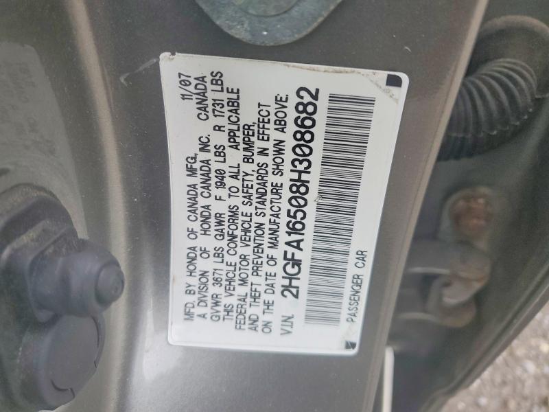 Продажа на аукционе авто 2008 Honda Civic, vin: 2HGFA16508H308682, номер лота: 63339326
